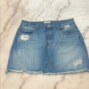 Blue Distressed Denim Shorts